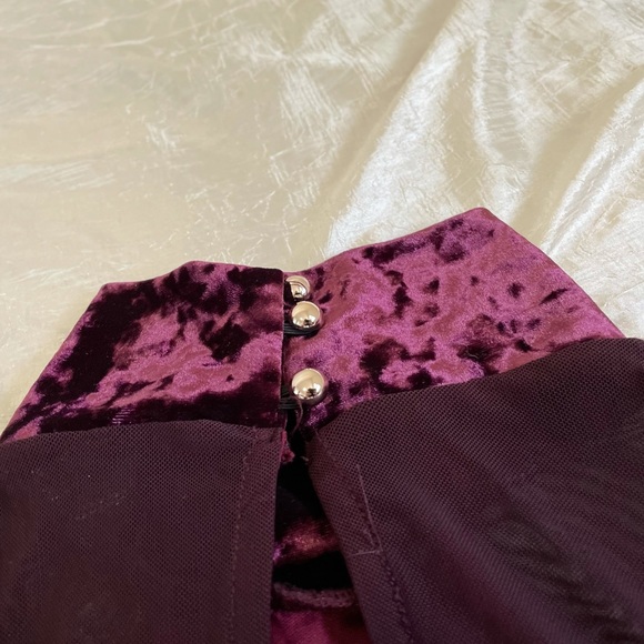 Purple mesh and crushed velvet bodysuit - Picture 4 of 8